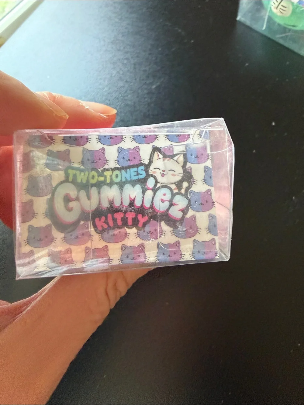 New Two Tones Color Gummiez Kitty Cat Light Pink Shades Glitter Squishy Toy 3+
